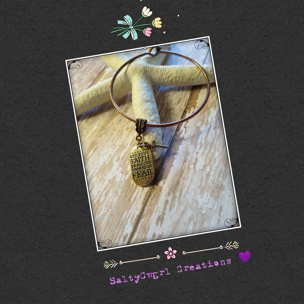 FAITH OVER FEAR & CROSS CHARM BANGLE